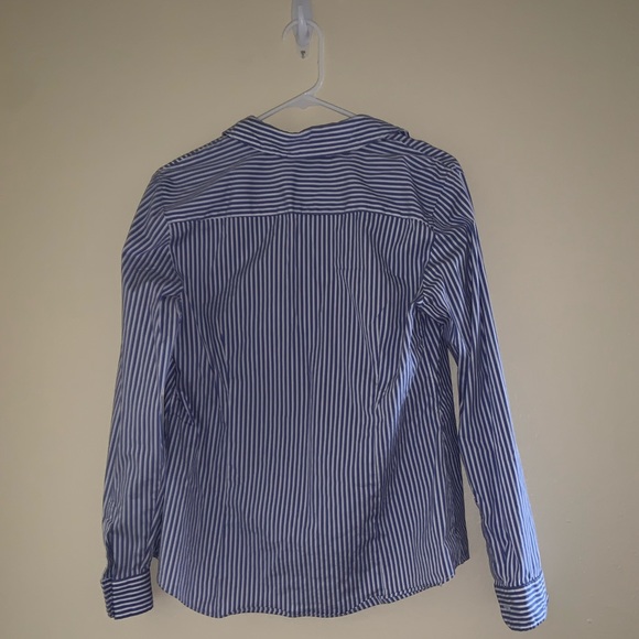 Women’s blue and white striped stretchy button down - Picture 3 of 3
